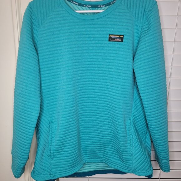 L.L. Bean Womens Textured Pullover Sweater Sweatshirt M Green Logo Heritage - Picture 1 of 5